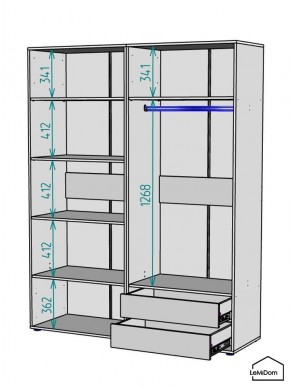 Шкаф Linnea MHR-4PO-2 2050х1600х510 (Белый-М 11.1.1) в Пойковском - poikovskii.ok-mebel.com | фото 3