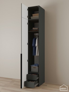 Шкаф с антресолью Linnea MHR-1A-3 2450х400х510 (Графит-М 11.1.25) в Пойковском - poikovskii.ok-mebel.com | фото 5