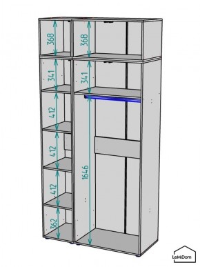 Шкаф с антресолью Linnea MHR-3A-1 2450х1200х510 (Графит-М 11.1.25) в Пойковском - poikovskii.ok-mebel.com | фото 3