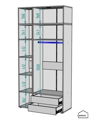 Шкаф с антресолью Linnea MHR-3A-2 2450х1200х510 (Графит-М 11.1.25) в Пойковском - poikovskii.ok-mebel.com | фото 3
