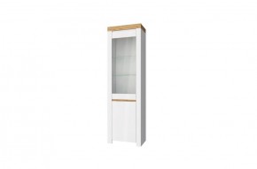 Шкаф с витриной  1V1D, TAURUS, цвет белый/дуб вотан в Пойковском - poikovskii.ok-mebel.com | фото 1