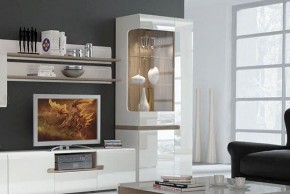 Шкаф с витриной 3D/TYP 01L, LINATE ,цвет белый/сонома трюфель в Пойковском - poikovskii.ok-mebel.com | фото 6