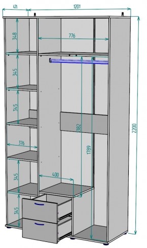 Шкаф с зеркалом Ольга H54_M в Пойковском - poikovskii.ok-mebel.com | фото 2