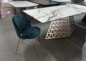 Стол ENNA 220 KL-188 Контрастный мрамор матовый, итальянская керамика/ каркас цвета шампань, ®DISAUR в Пойковском - poikovskii.ok-mebel.com | фото 8
