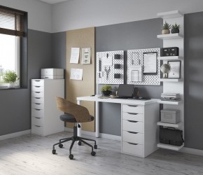 Стол письменный Ингар белый, 140x75, с одной тумбой в Пойковском - poikovskii.ok-mebel.com | фото 2