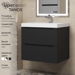 Тумба под раковину Uperwood Tanos 60 см, подвесная, черная матовая в Пойковском - poikovskii.ok-mebel.com | фото 3