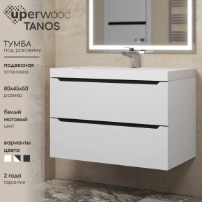 Тумба под раковину Uperwood Tanos 80 см, подвесная, белая/графит в Пойковском - poikovskii.ok-mebel.com | фото 3