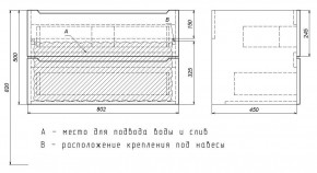 Тумба под раковину Uperwood Tanos 80 см, подвесная, белая/графит в Пойковском - poikovskii.ok-mebel.com | фото 7