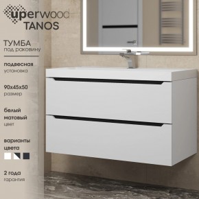 Тумба под раковину Uperwood Tanos 90 см, подвесная, белая/графит в Пойковском - poikovskii.ok-mebel.com | фото 3