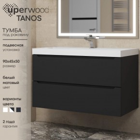 Тумба под раковину Uperwood Tanos 90 см, подвесная, черная матовая в Пойковском - poikovskii.ok-mebel.com | фото 3