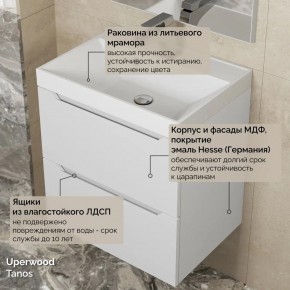 Тумба с раковиной Uperwood Tanos 50 см, подвесная, белая матовая в Пойковском - poikovskii.ok-mebel.com | фото 6