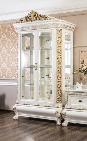 Витрина двухстворчатая Алсу (белый глянец) в Пойковском - poikovskii.ok-mebel.com | фото 2